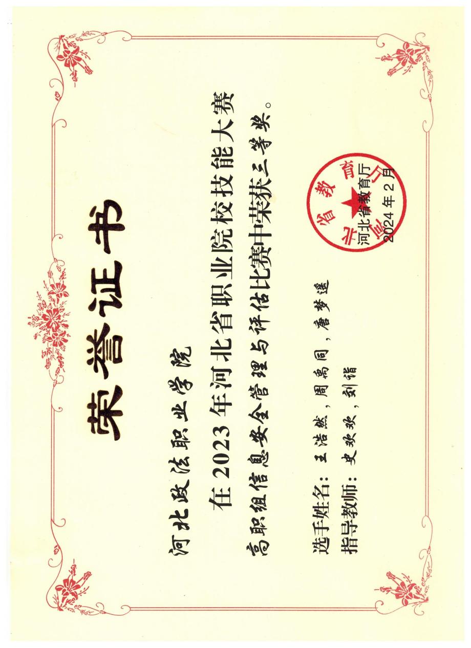 获奖证书 获奖证书